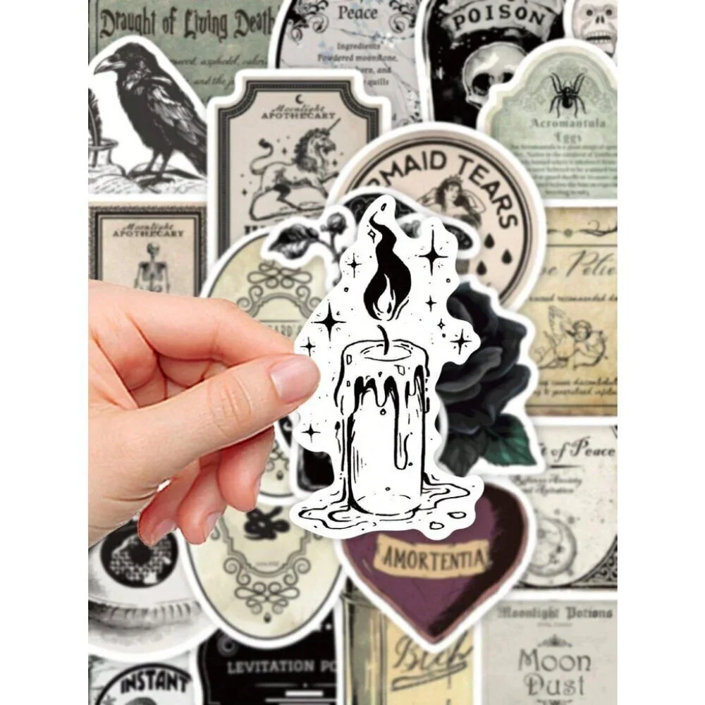 50pcs Gothic Apothecary Vintage Magic Potion Sticker Labels For Notebook